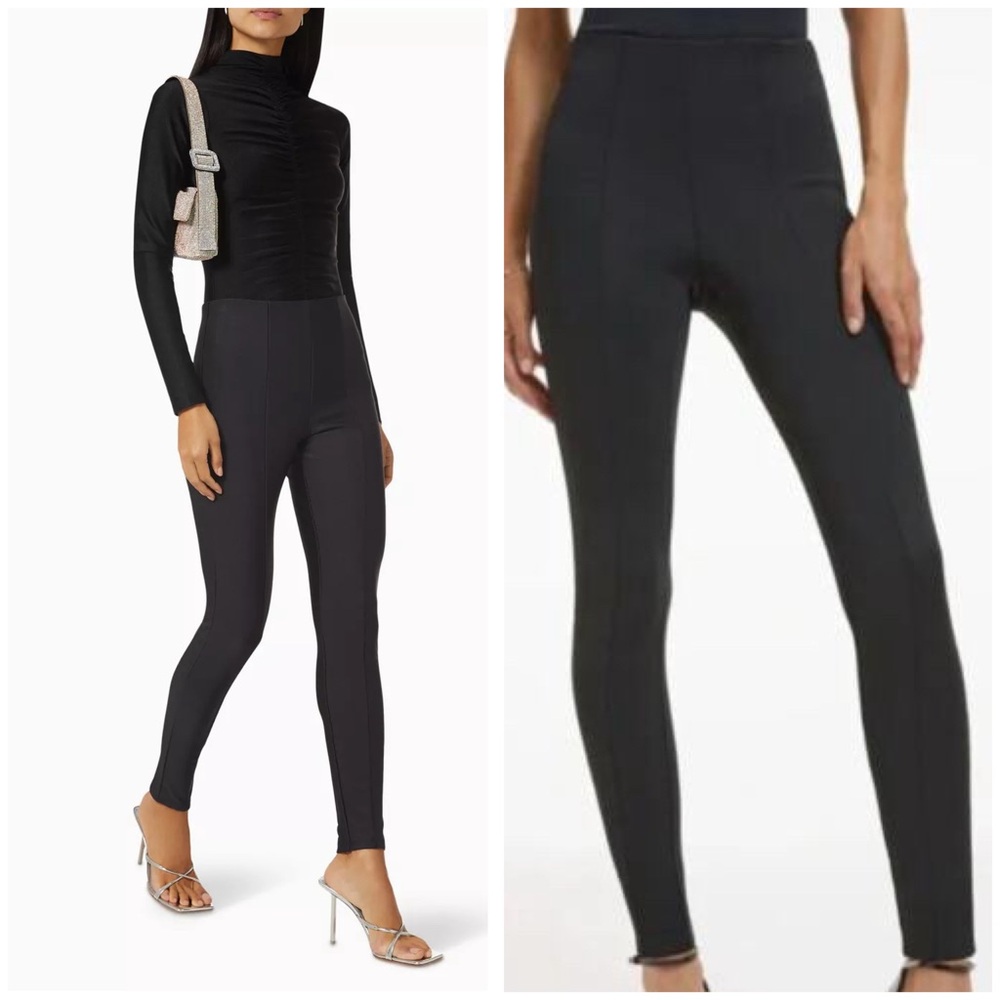 Good American Black Compression Scuba Shine Skinny Legging Size 2 / M EUC